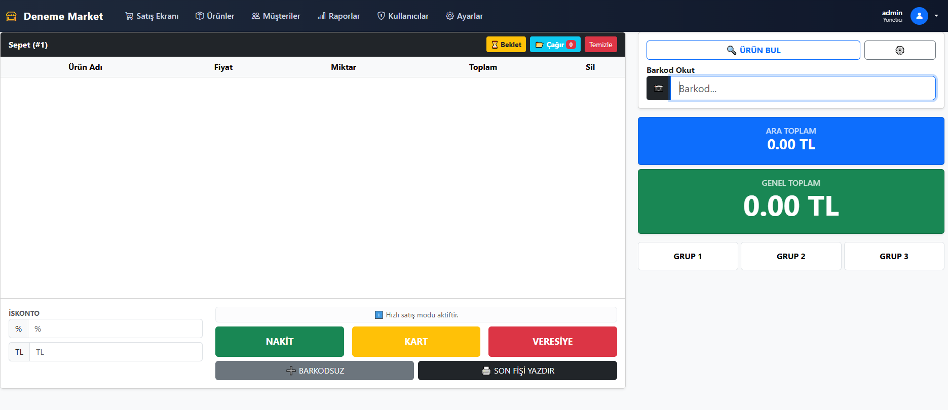 Net Ofis Satış Ekranı